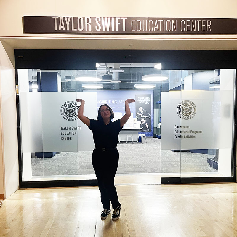 Pictured is Emily Lutz at the Taylor Swift Education Center at the Country Music Hall of Fame and Museum. Photo courtesy of Emily Lutz.