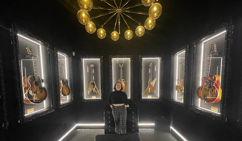 Pictured is Emily Lutz in the Gibson Garage in Nashville. Photo courtesy of Emily Lutz.