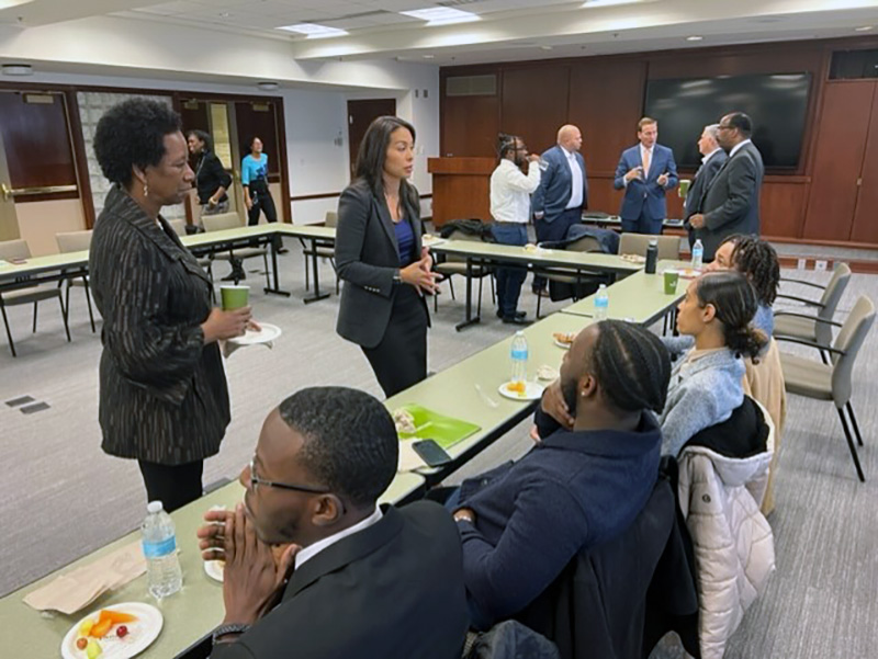 Pictured are students at a business breakfast with the Bank of America Black Professional Group and The Irick Group. Submitted photo.