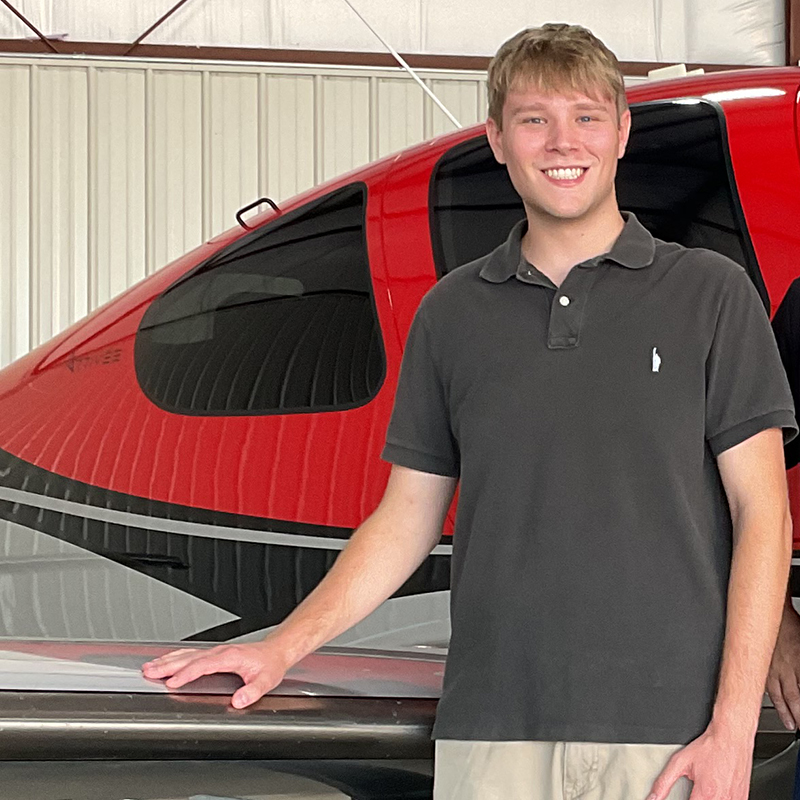 Pictured is Ryan Ridenour, an aviation management student at Point Park University.