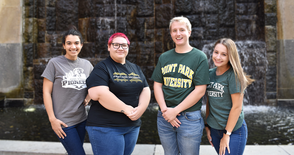 Pictured from left to right are human resources management students Keyara Sowell, Mara Van Thiel, Kyle Arnold and Danielle Eggert. Photo by Nicole Chynoweth.