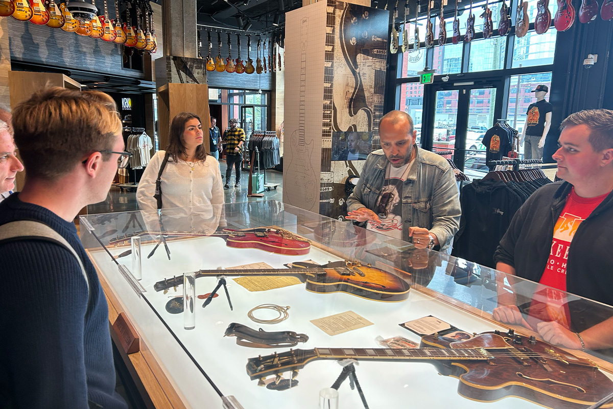 Students got the chance to tour several musical attractions while in Nashville, such as during this tour of the Gibson Garage. 
