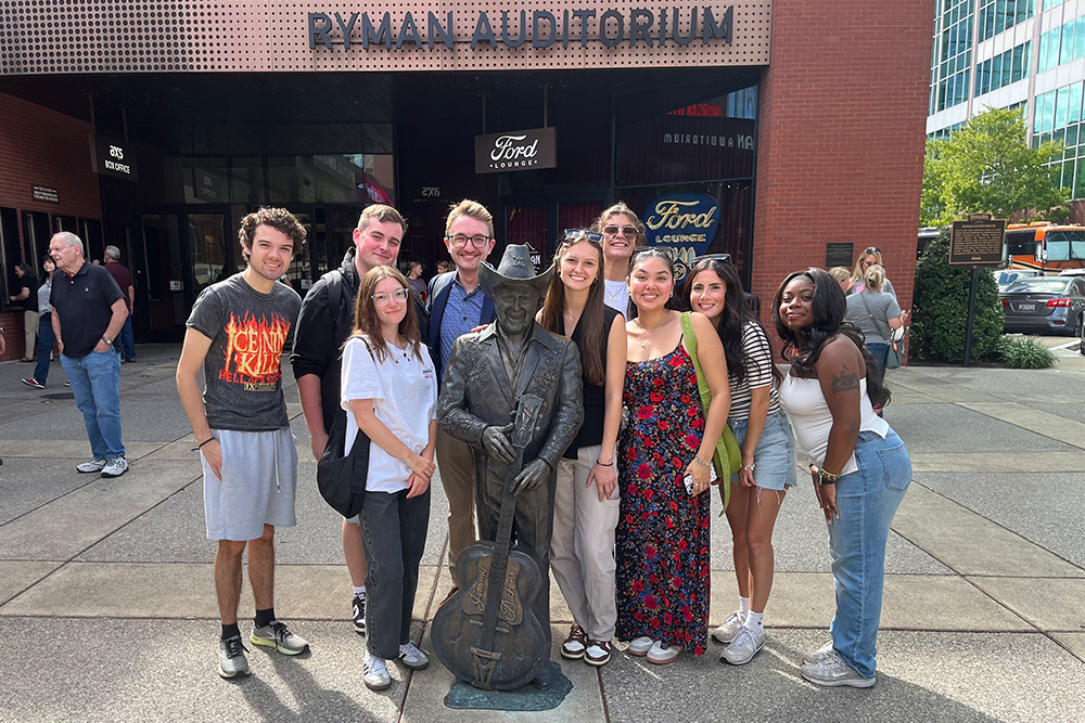 Pictured are SAEM students outside of the Ryman Auditorium in Nashville, Tennessee.