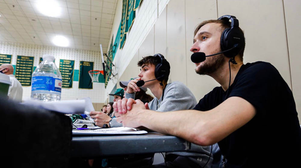 Point Park students broadcast a sporting event. Photo | Joey Bova