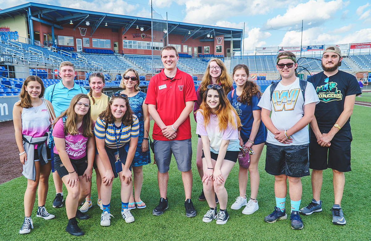 On field at the Washington Wild Things game and behind-the-scenes tour with Craig Lion, creative services and production manager.