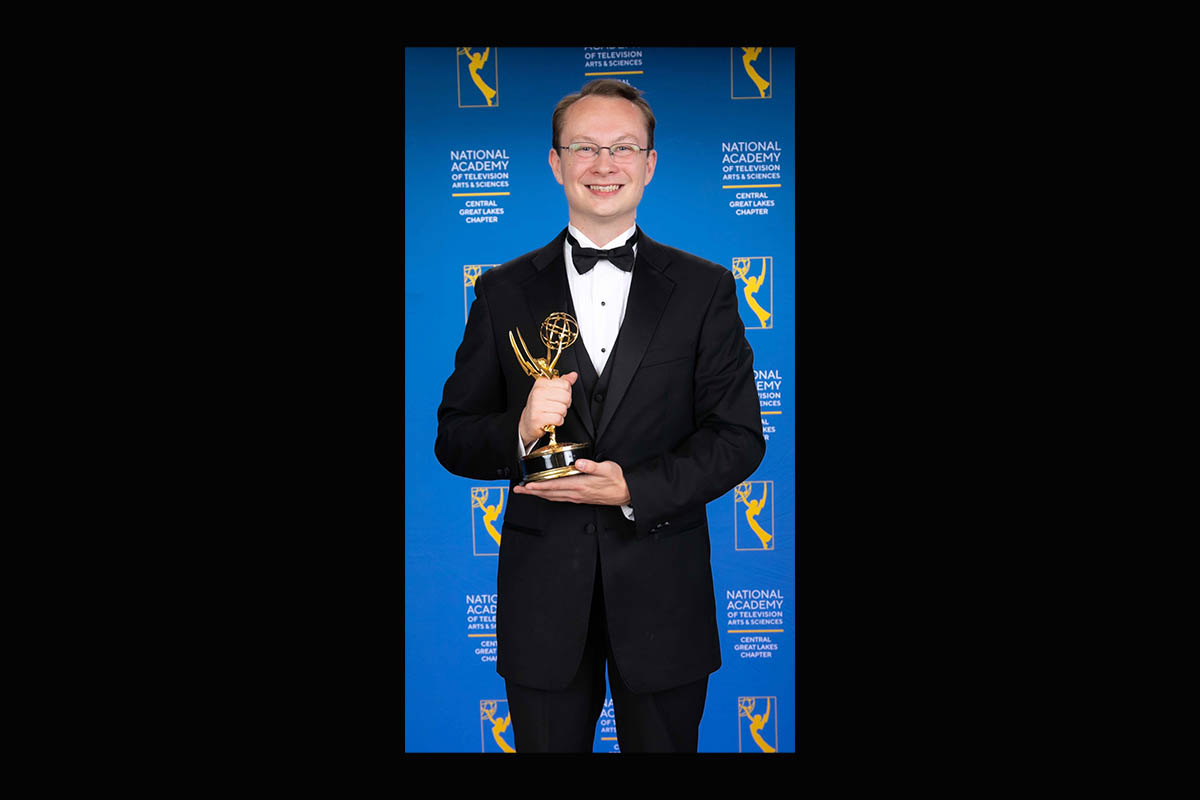 Josh Croup at the Central Great Lakes Region Emmy Award ceremony.