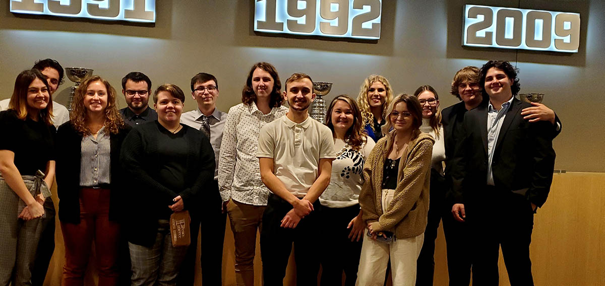 Point Park students and faculty at PPG Paints Arena for a preseason Pens game. 