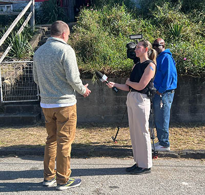 Pictured is Hannah Buzza conducting an interview in the field.