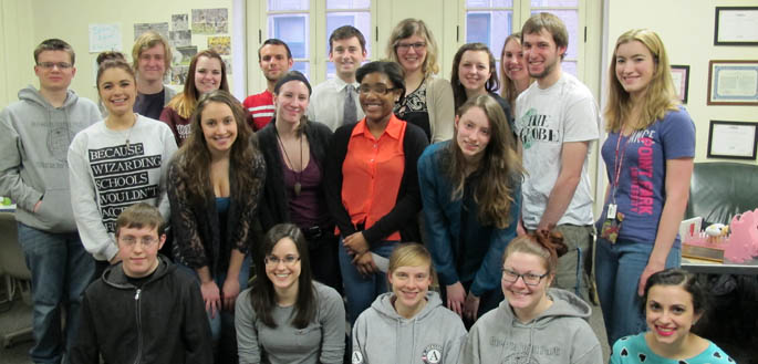 Pictured are The Globe staff members (spring 2013 semester). 