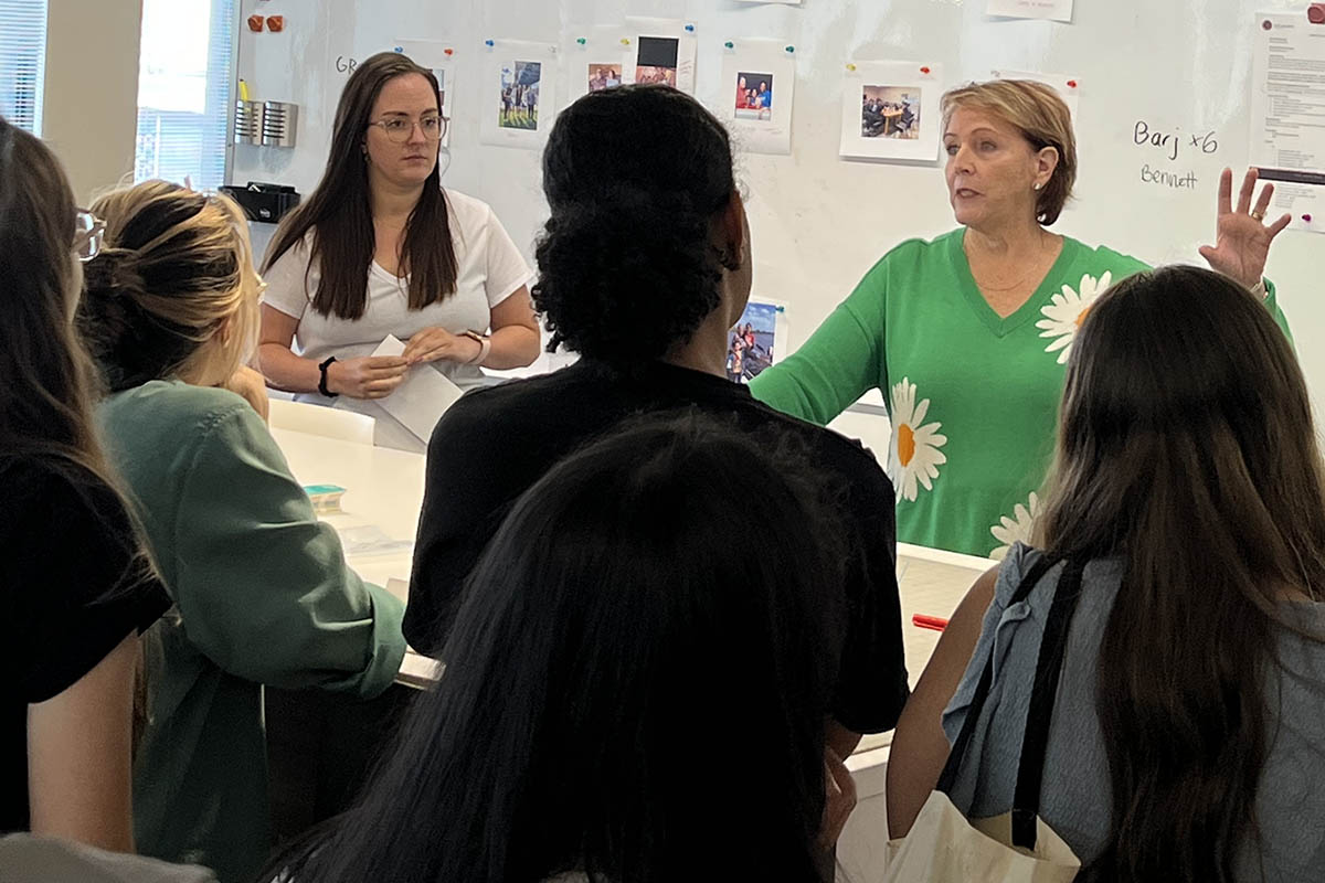 Students learned how ads are created at BrunnerWorks with Senior Producer and alumna Emily DeShantz and Creative Director Jackie Murray.