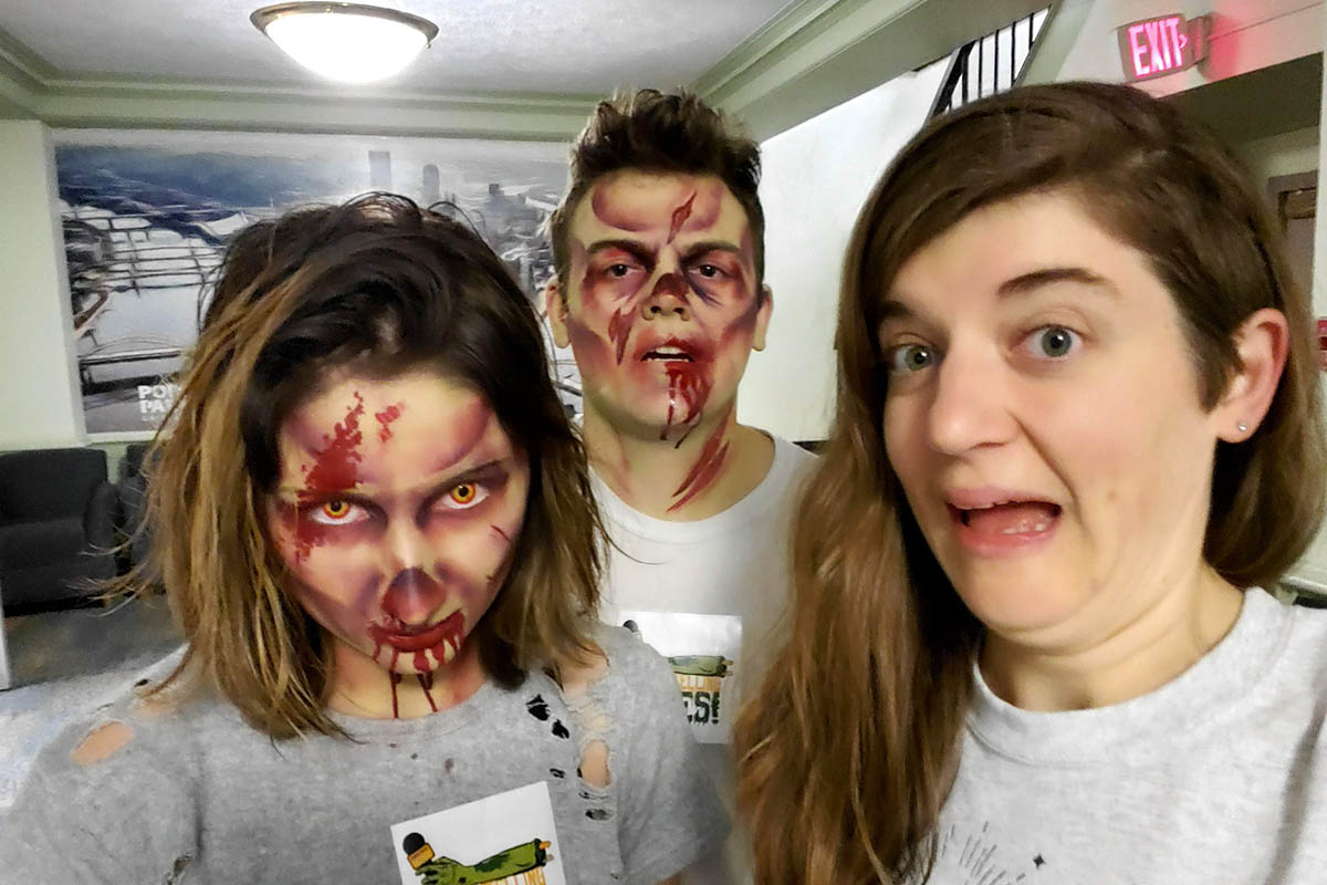 Stacey Federoff having fun with zombies at High School Media Day. Submitted photo