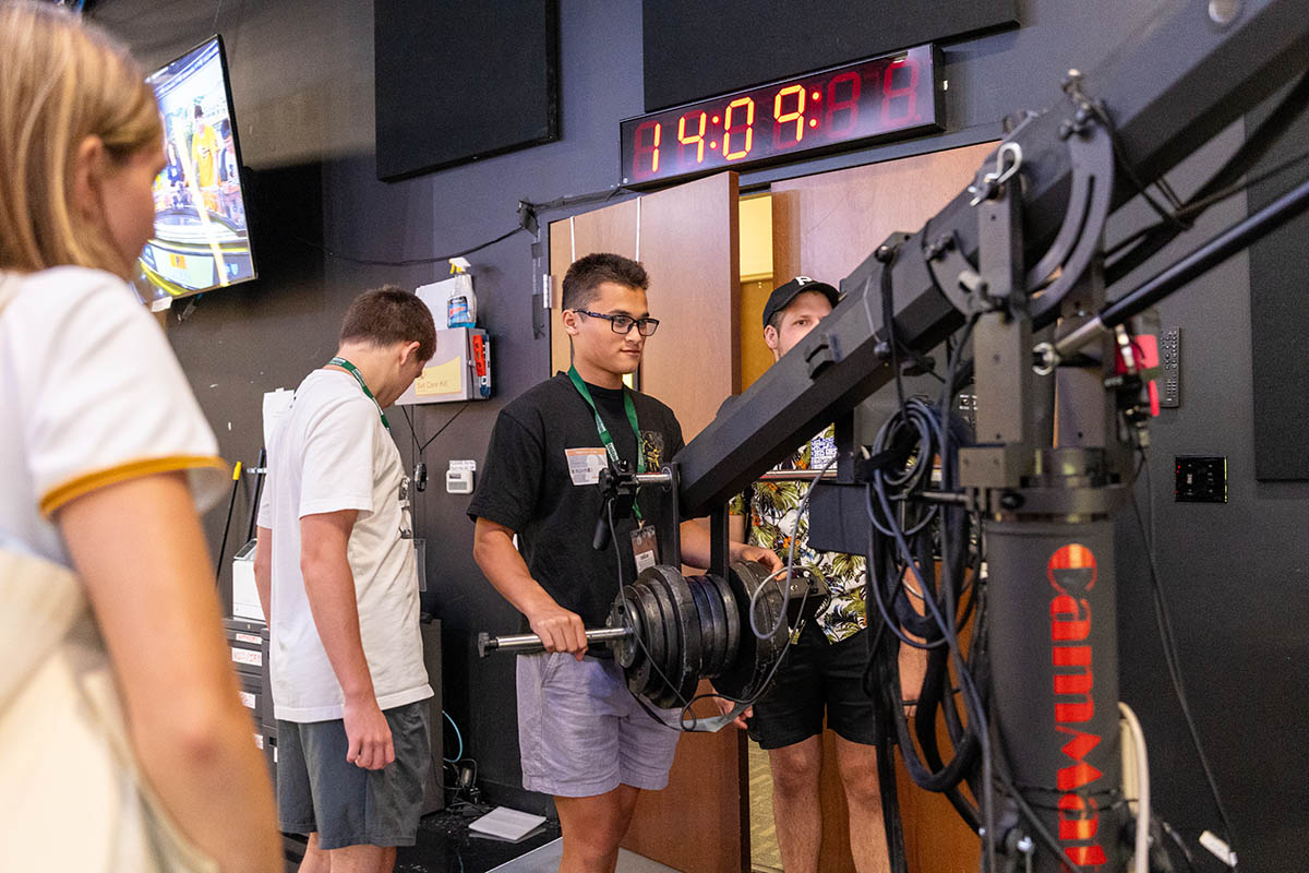 Students on the set at SportsNet Pittsburgh. Photo | Paul Koontz