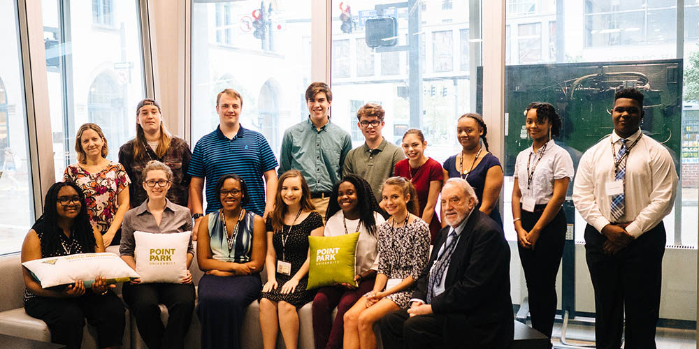 Pictured are high school students who participated in the 2018 journalism workshop at Point Park University. Photo | Jared Murphy