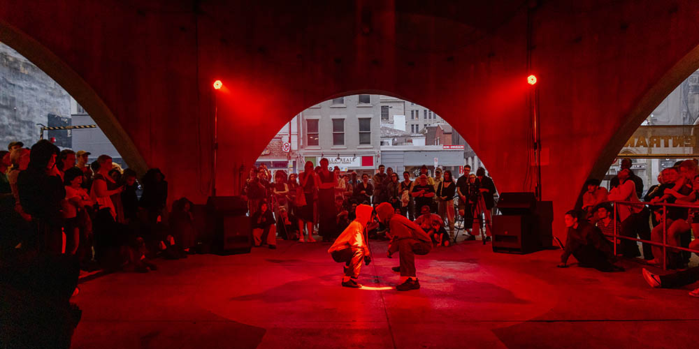 A photo from ABYSS, a pop-up installation at the Smithfield-Liberty parking garage by Springboard Resident Choreographer slowdanger. Photo | Ethan Stoner