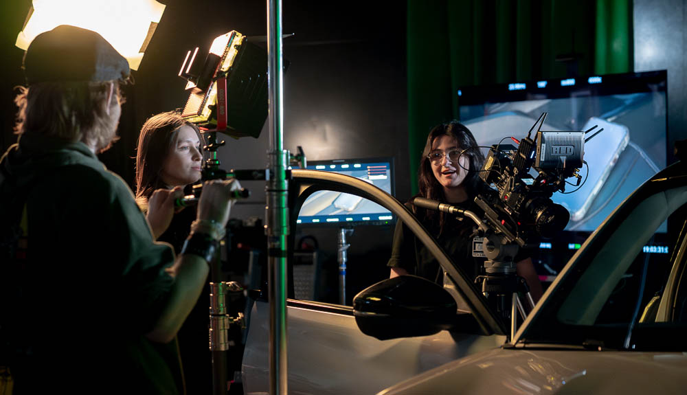 Point Park University film and animation students on set during COPA Experience Day. 