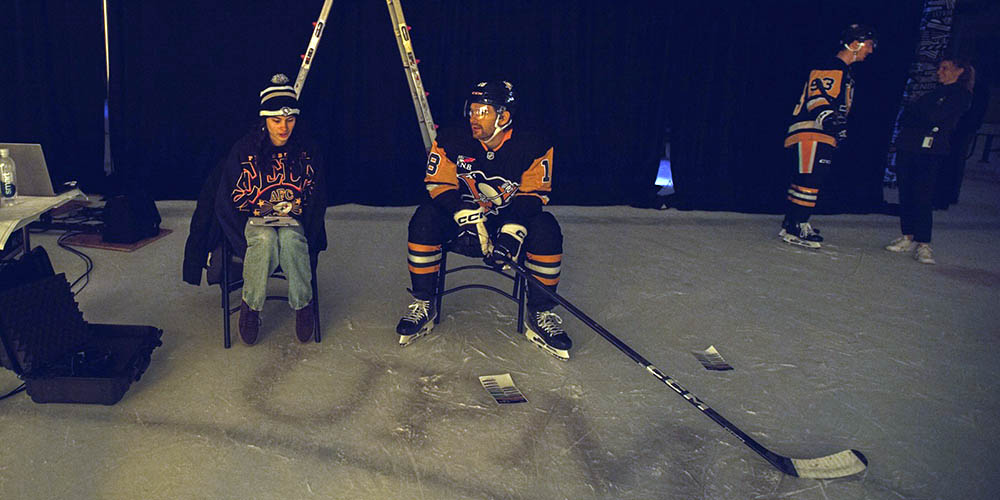 Delaney Pater at a creative shoot with the Pittsburgh Penguins. 