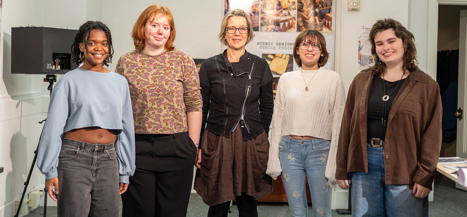 (L-R) Katie Gordy, Rowan Crawford, Professor Stephanie Mayer-Staley, Noël Eckles and Stella Frazer. Photo by Jacob White '29