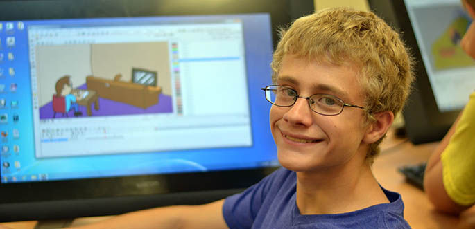 Pictured is Luke Tiday at Point Park's animation camp. Photo | Sarah Cunningham