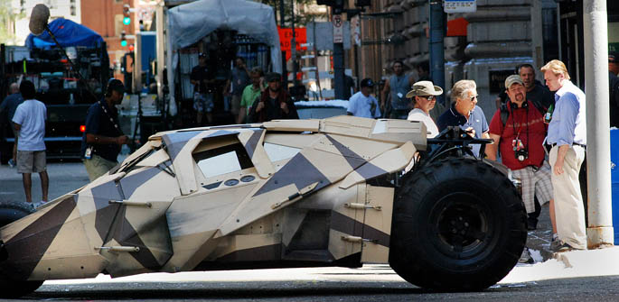 Christopher Nolan, right, the director of the Batman movie 