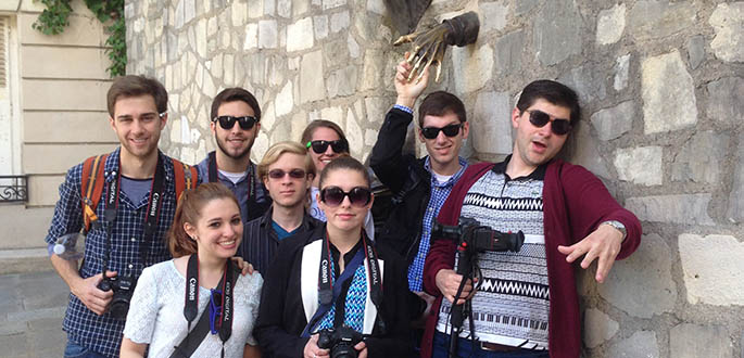 Pictured are cinema students during their trip to London and Paris. 
