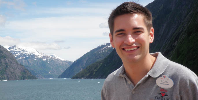 Adam Meys, a graduate of Point Park's stage management program, on the Disney Wonder.