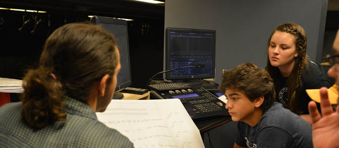 Pictured are high school students attending the theatre technical workshop on Point Park's campus. Photo | Connor Mulvaney