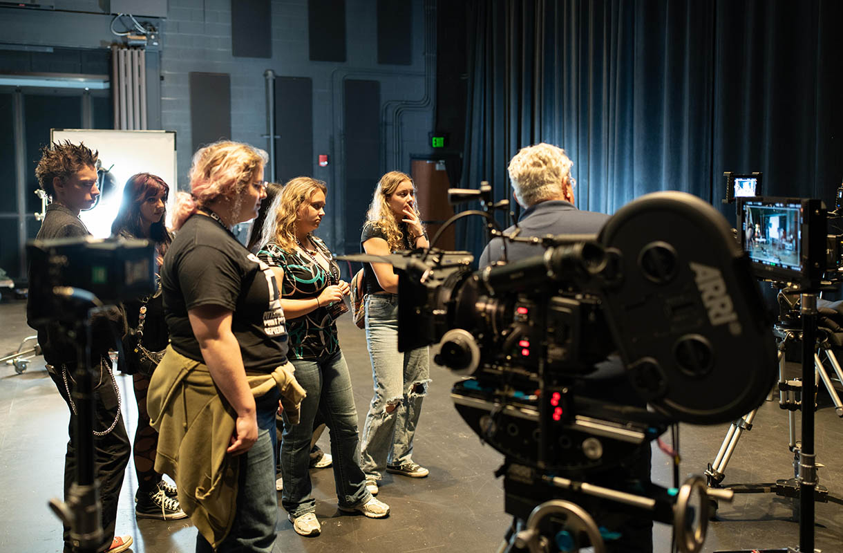 Students participate in the Camera Playground workshop in the Highmark Theatre. Photo | Chloe Humway '28