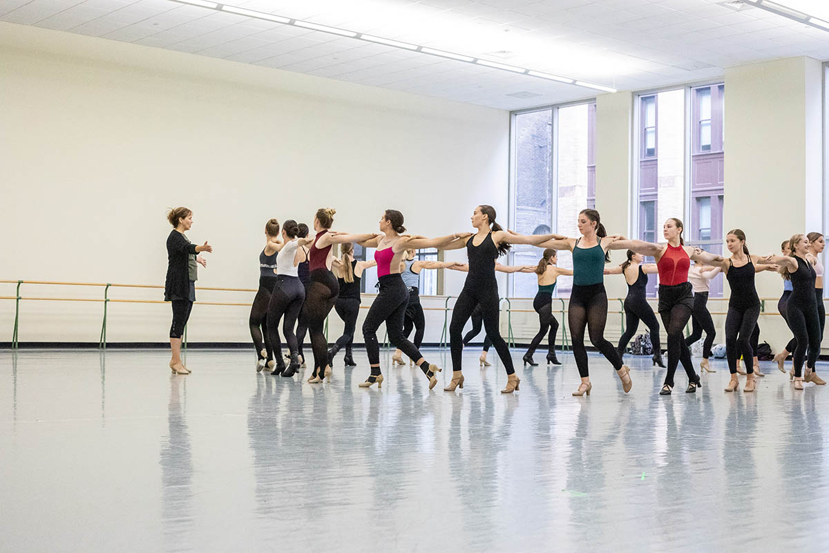 Alumna and former Rockette Eileen Grace hosted a Precision Jazz and Kick Line Workshop in the George Rowland White Performance Center. Photo | Hannah Johnston