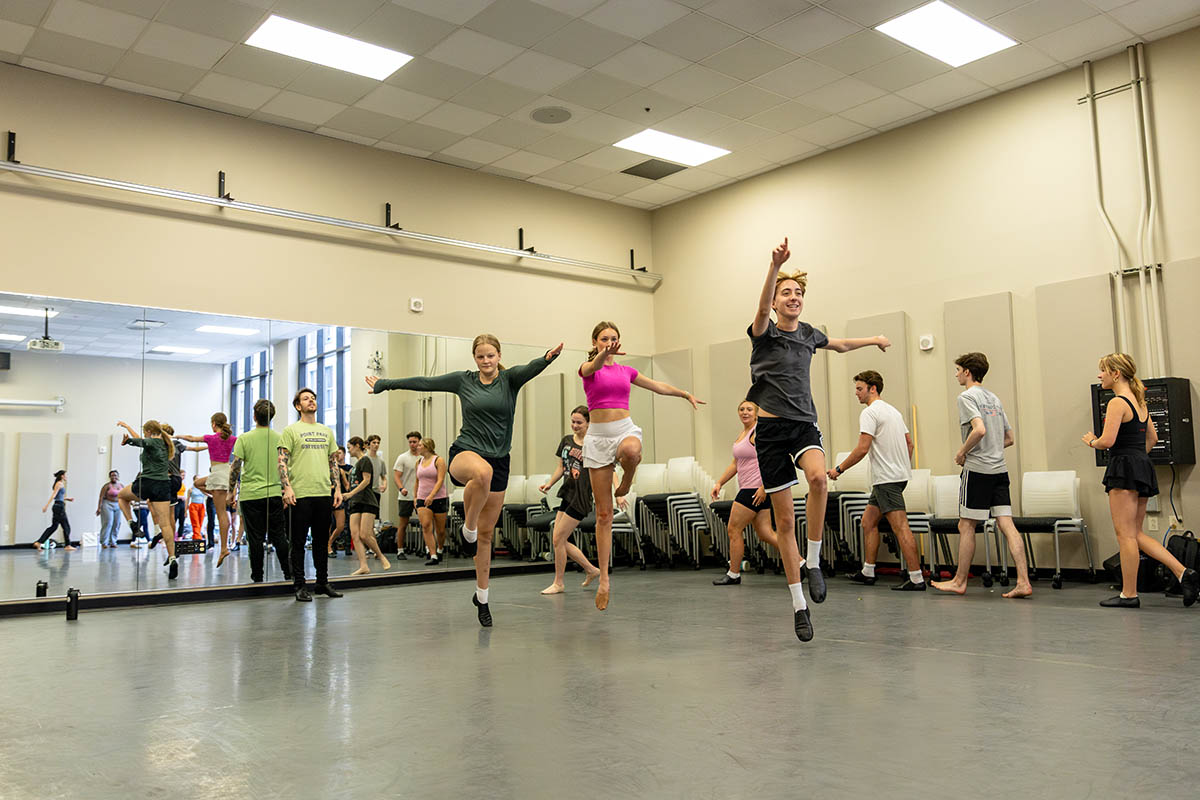 Students learn choreography during a dance class with Lucas Fedele '11. Photo | Paul Koontz