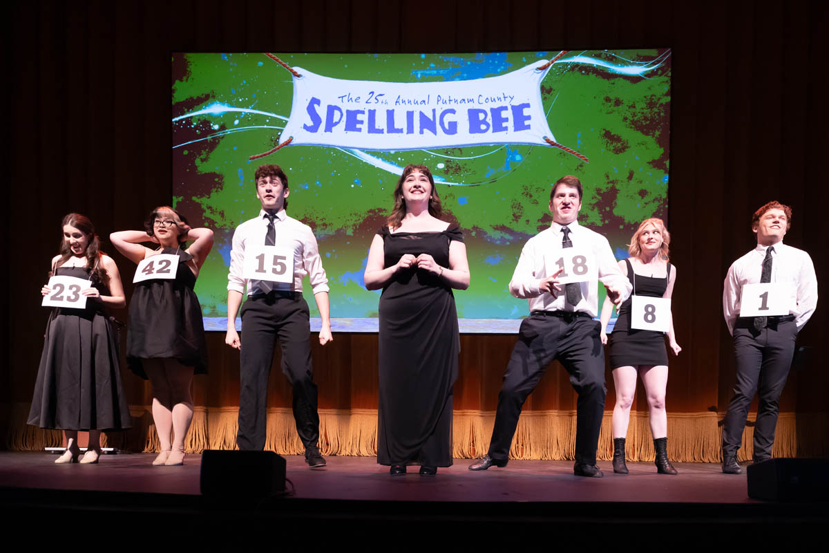 Announcing "25th Annual Putnam County Spelling Bee." Photo John Altdorfer