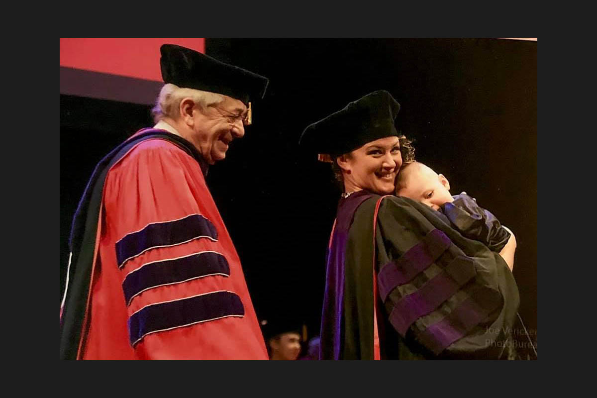 Jennifer Taormina-Lawson at her law school graduation with her son, Nico. Submitted photo.