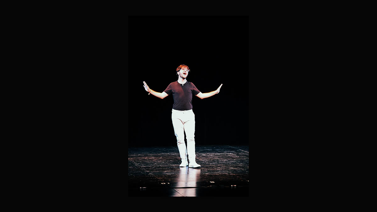 A student performs in the PNC Theatre of the Pittsburgh Playhouse. Photo | Nathaniel Holzer