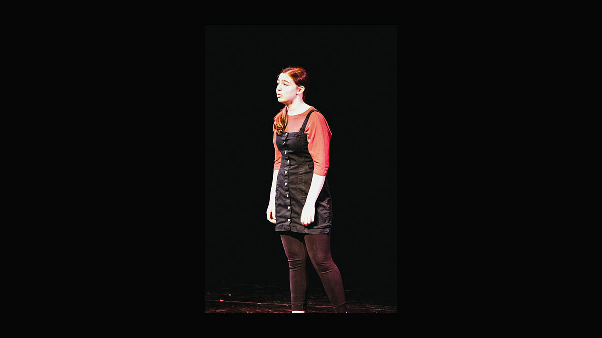 A student performs in the PNC Theatre of the Pittsburgh Playhouse. Photo | Nathaniel Holzer