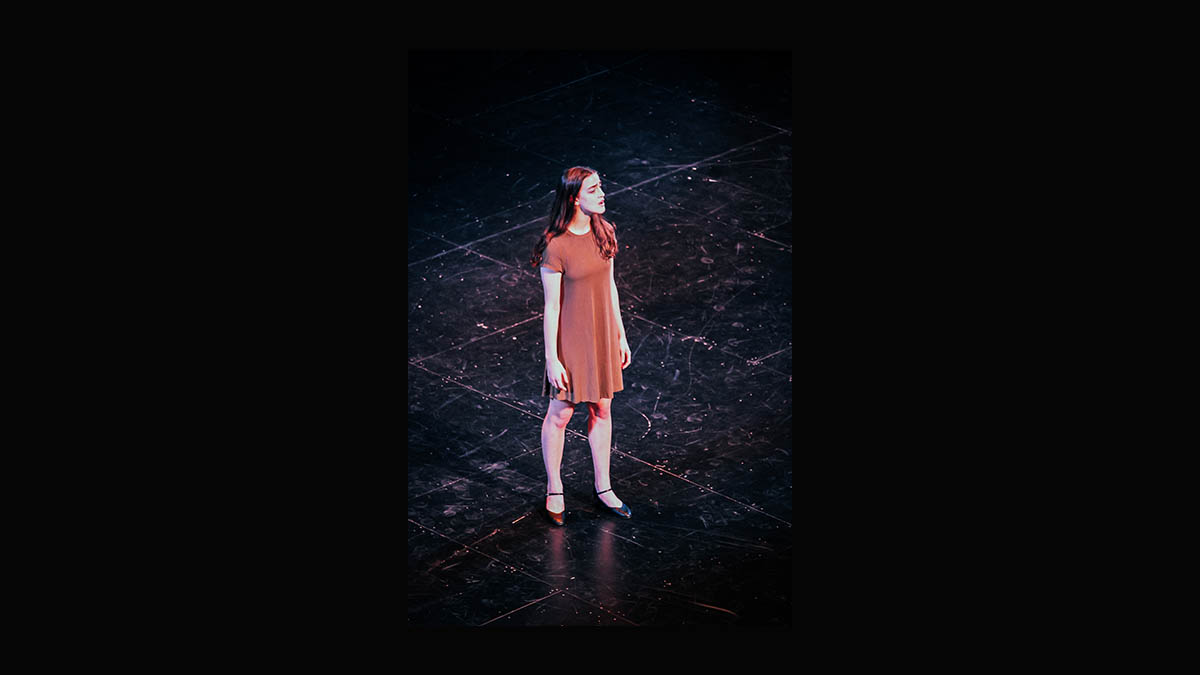 A student performs in the PNC Theatre of the Pittsburgh Playhouse. Photo | Nathaniel Holzer