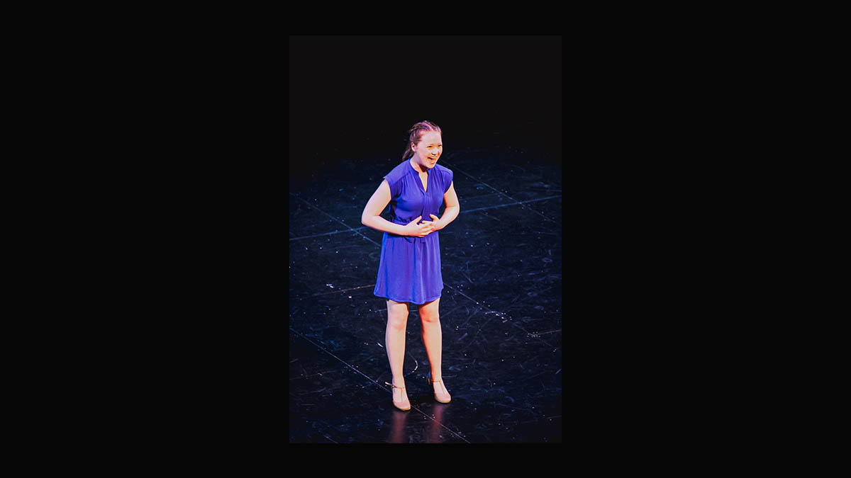 A student performs in the PNC Theatre of the Pittsburgh Playhouse. Photo | Nathaniel Holzer