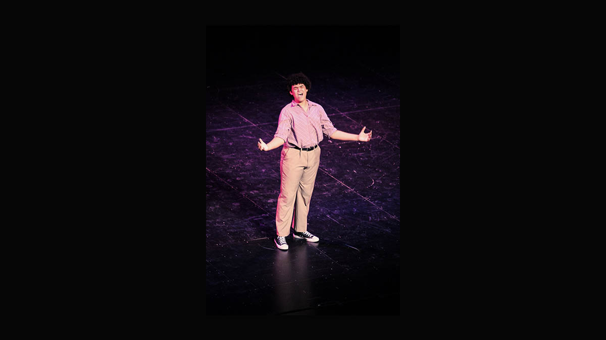 A student performs in the PNC Theatre of the Pittsburgh Playhouse. Photo | Nathaniel Holzer