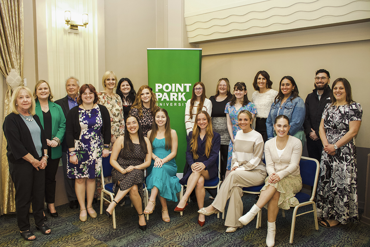 Pictured are School of Education faculty and graduates at the Celebration of Student Teaching. Photo by Nadia Jones.