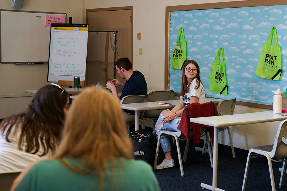 Pictured is student Kaitlyn Caiarelli during a class with educators from The Pathfinder School. Photo courtesy of the Allegheny Intermediate Unit's Special Education and Pupil Services Division.