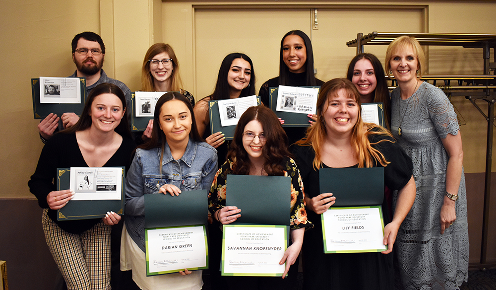 Pictured are undergraduate School of Education students with Professor Christal Edmunds.