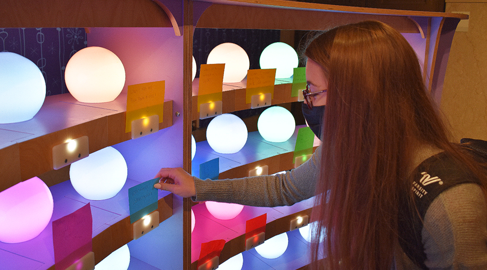 Pictured is a student in the Emotions at Play exhibit at the Children's Museum of Pittsburgh. Photo by Nicole Chynoweth.