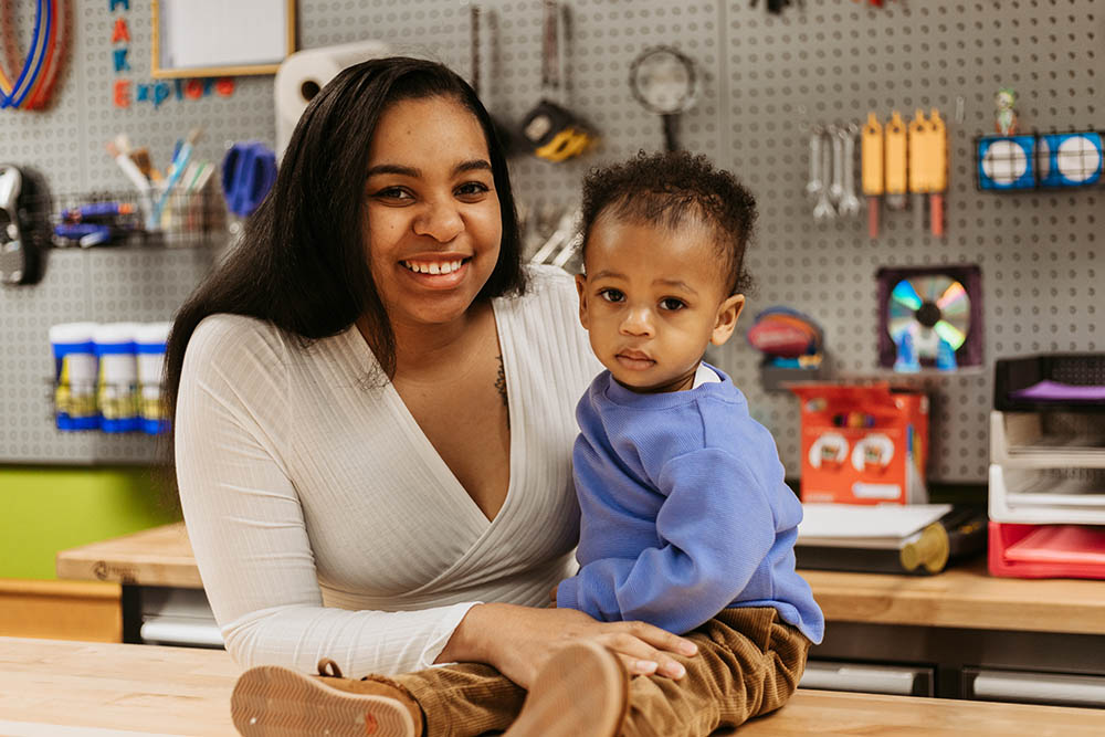 Pictured is Cydney Haines and her son. Photo by Ethan Stoner.