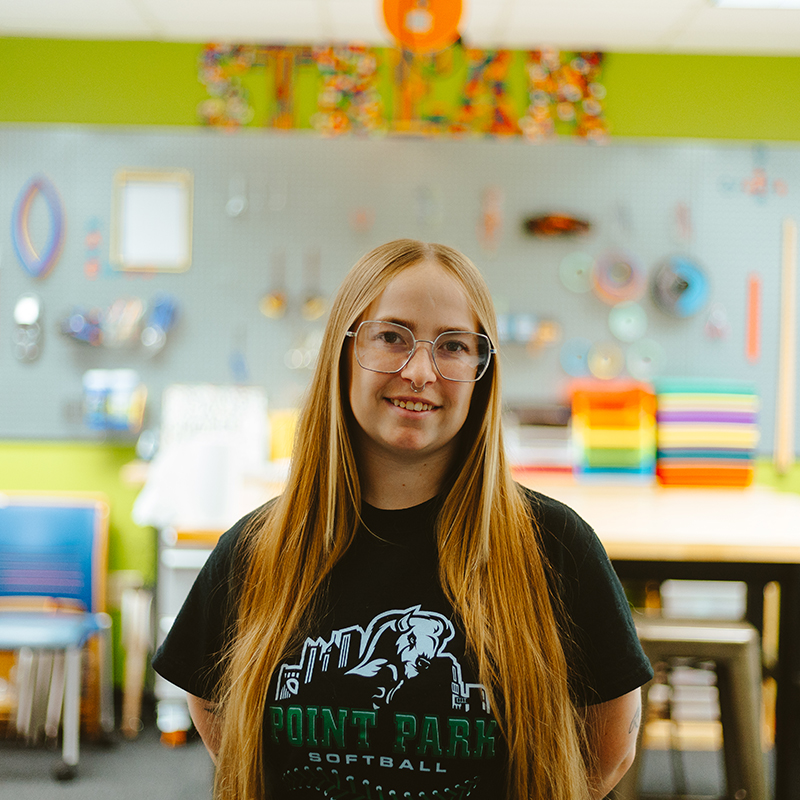 Pictured is Katlyn Proof in the Matt's Maker Space.
