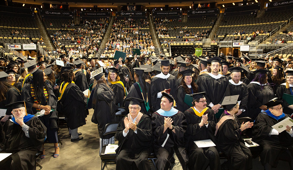 Pictured is the 2019 Hooding Ceremony. Photo by John Altdorfer