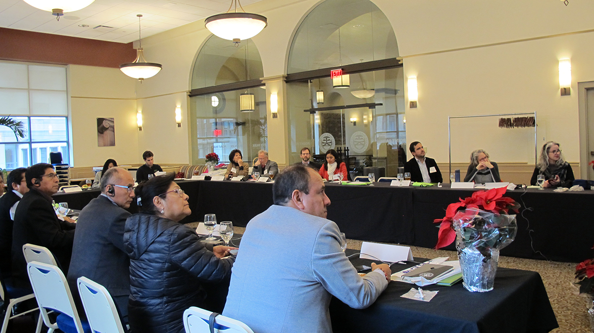 Pictured is the Peruvian delegation 2019 visit to Point Park. Photo by Amanda Dabbs