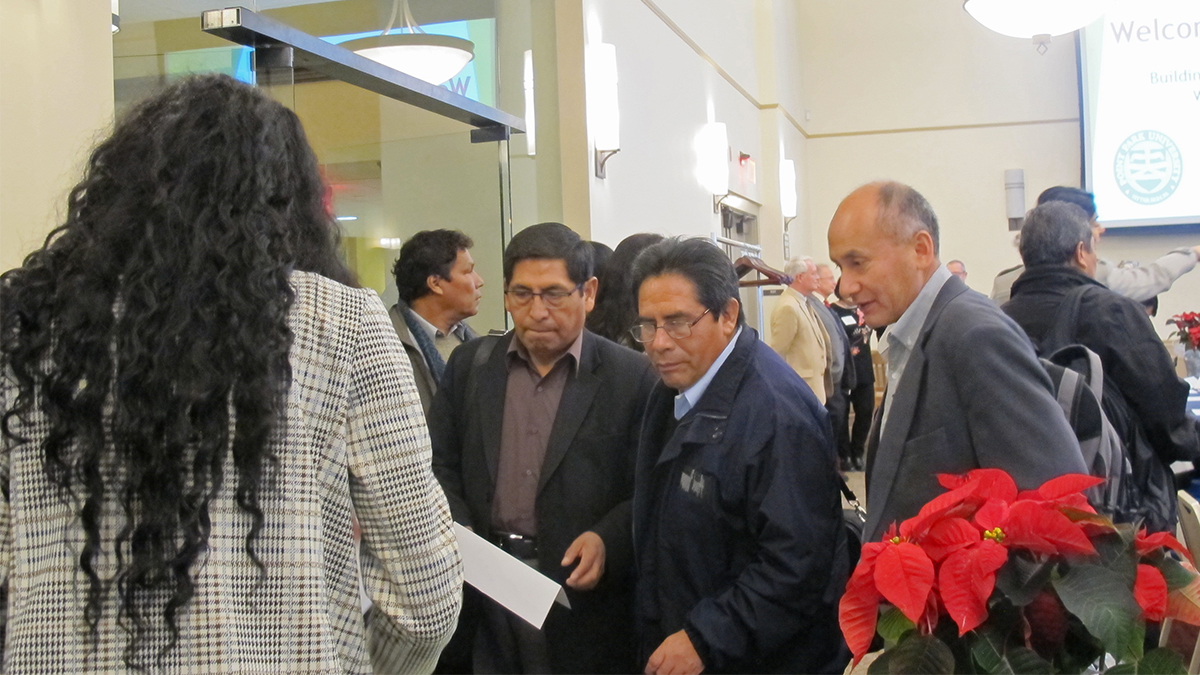 Pictured is the Peruvian delegation 2019 visit to Point Park. Photo by Amanda Dabbs