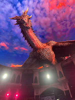 A projected dragon on the ceiling.