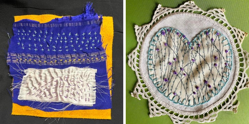 Pictured are two colorful handstitch designs by Vincenne Revilla Beltran. Submitted photo.
