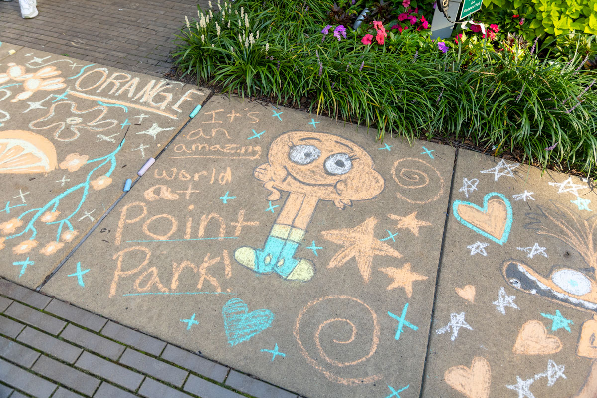 Sidewalk chalk art.