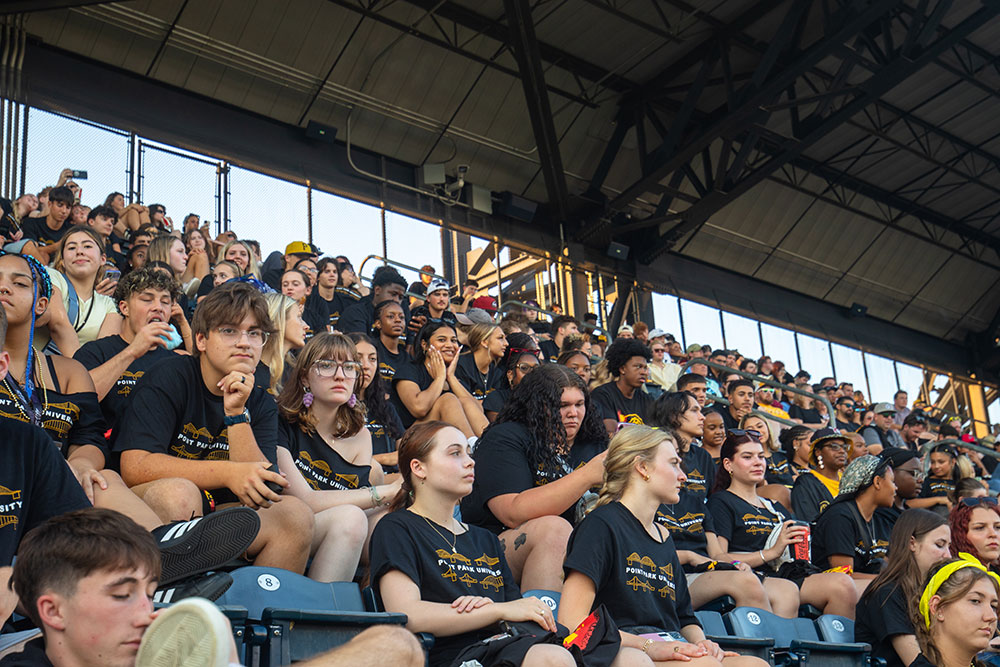 Point Park students watch a Pirates game.