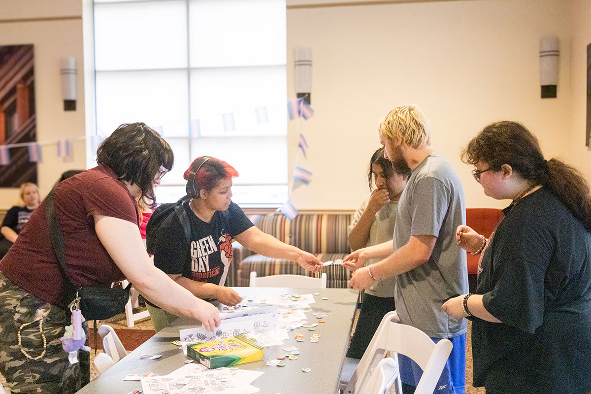 Students gather at the transgender day of visibility
